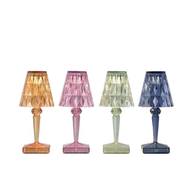 Table lamp by 2Modern with a round base and colorful shade.