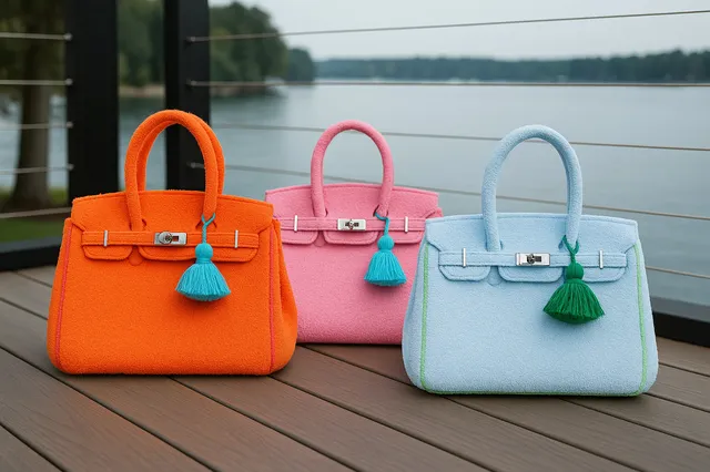 Terry Tote in orange and pink by a beautiful line
