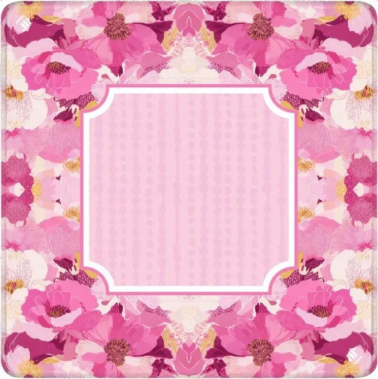 Blushing Blooms Mahjong Mat with blush floral pattern and non-slip backing.