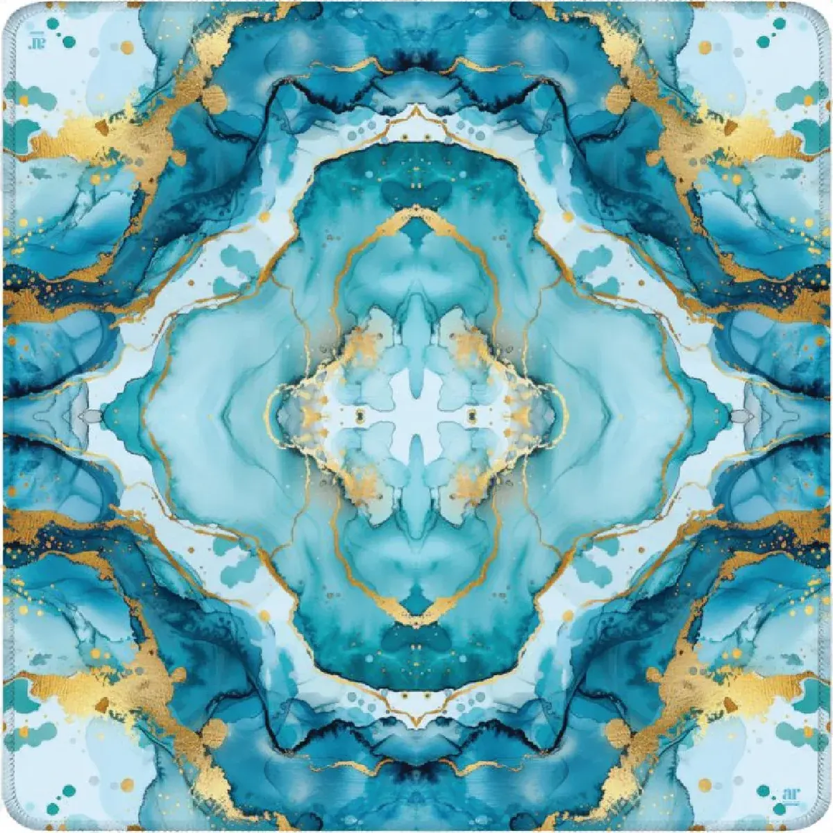 Coastal Aqua Marble Mahjong Mat with cushioned surface and durable backing.