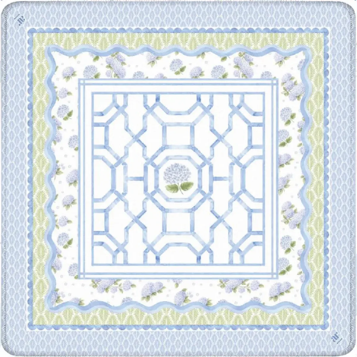 Anders Ruff Hydrangea Mat with blue floral bouquet