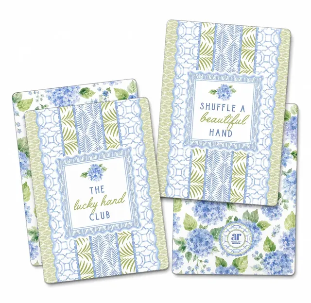Anders Ruff House of Hydrangea Shufflers with hydrangea blossom clusters in pastel hues.