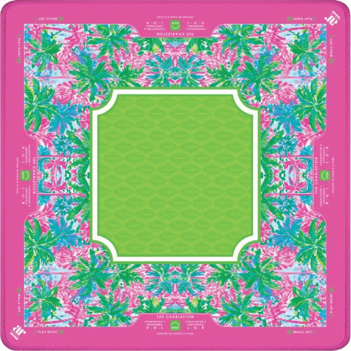 Pink Lim Mahjong Mat with stitched edge and non-slip backing