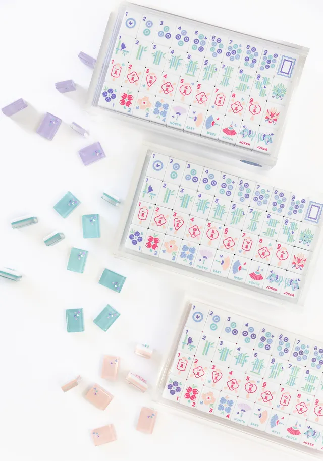 Three-color Bam Bird Boutique Classic Tiles in Rose, Lavender, Teal