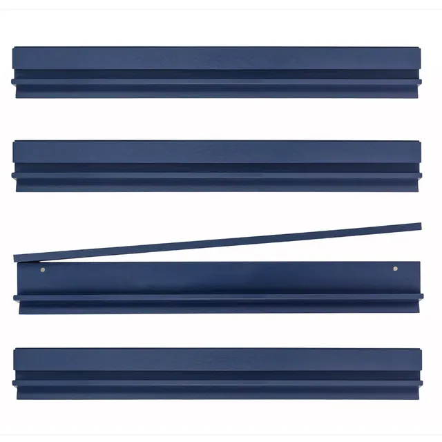 Indigo wooden rack set of four for mahjong tiles and accessories.