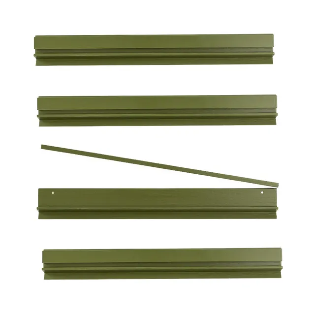 Set of four olive wood Mahjong racks with smooth rounded edges.