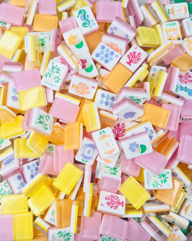 Palm Royal Lemon Drop Tiles by Bam! Let's Mahjong, ivory with lemon accents