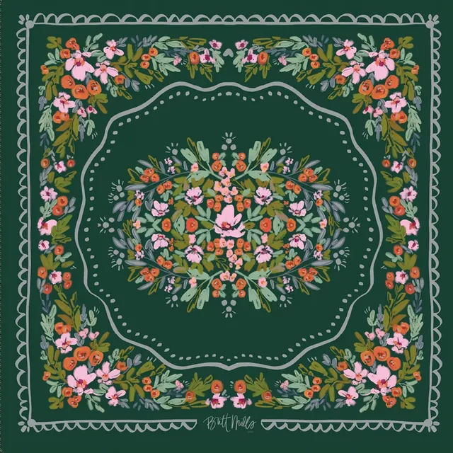 Legacy Mahjong Mat by Britt Mills Design, parchment-toned with border.