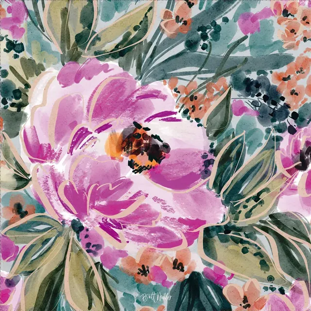 Rosalie Mahjong Mat with soft microfiber and botanical blush-green print