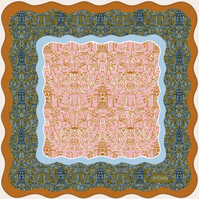 Britt Mills Soiree Scalloped Mahjong Mat with scalloped edge design.