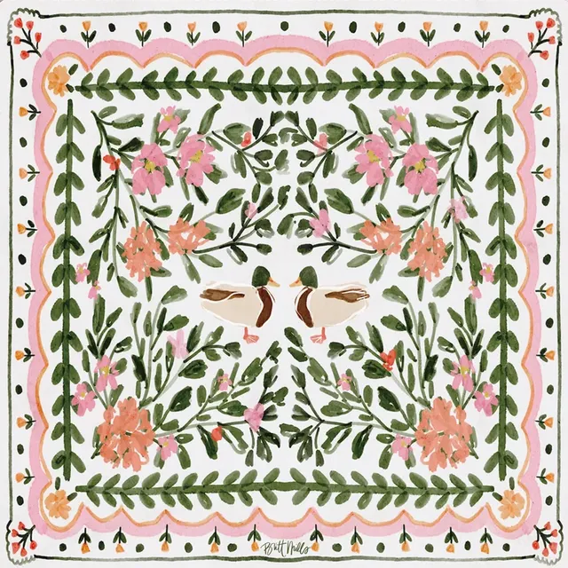 Britt Mills Walk In the Park Mahjong Mat with park motif