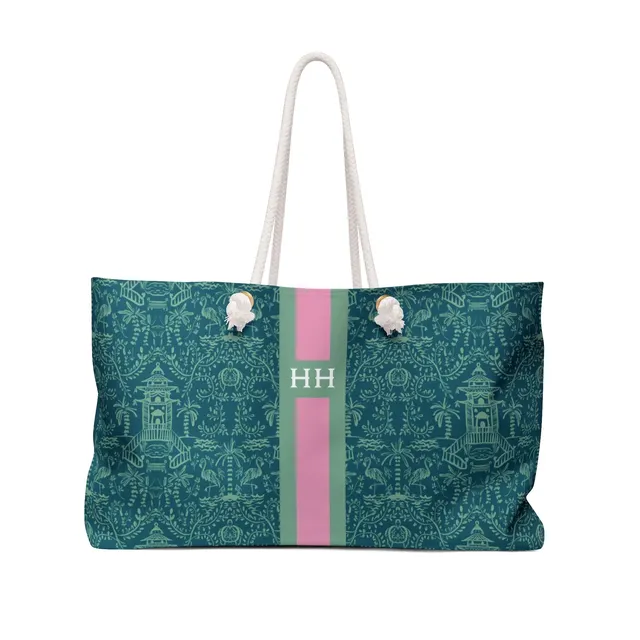 Palm Beach Teal Mahjong Bag in teal and pink by Britt Mills Design