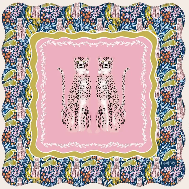 Regency Scalloped Mahjong Mat in pink and green by Britt Mills Design