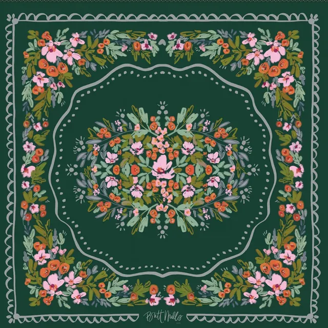 Savannah Neoprene Mahjong Mat in green and pink by Britt Mills Design