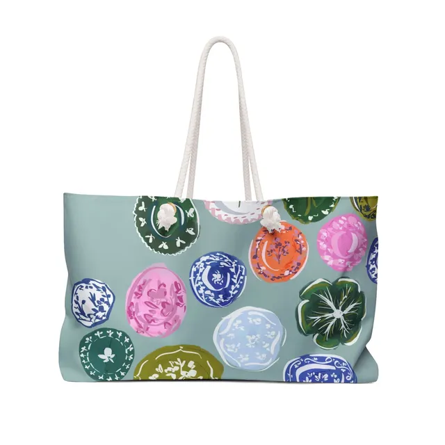 Willow Mahjong Bag in green and blue by Britt Mills Design