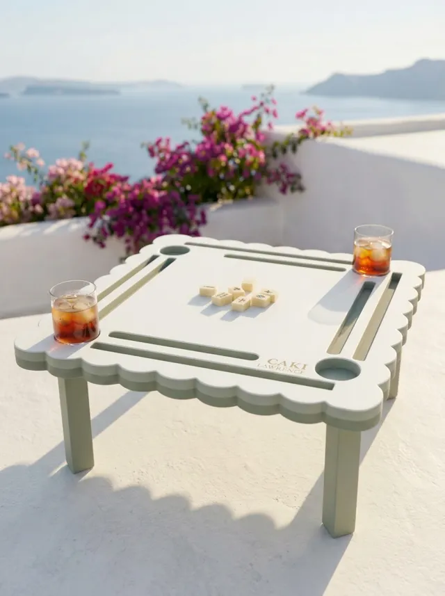 The Parlor Companion - foldable travel table, assorted colorways mahjong accessory in green and purple by Caki Lawrence