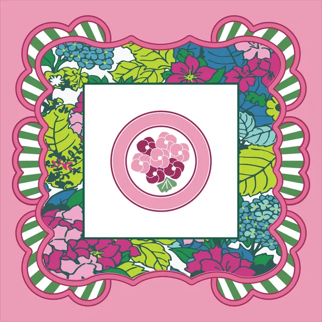 The Parlor Mat - 2 Sided (mulitcolored side) in pink and green by Caki Lawrence