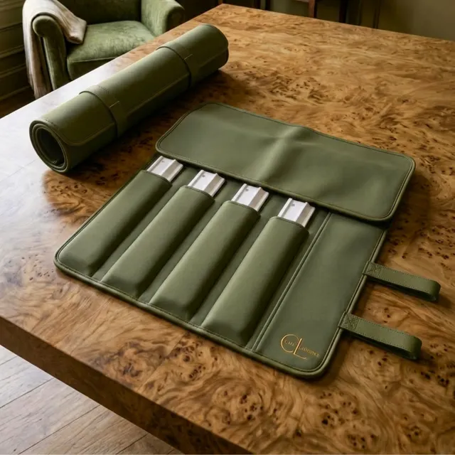 The Parlor Roll Rack Bag in green by Caki Lawrence