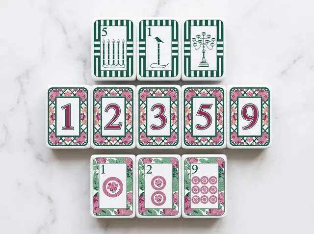 The Parlor Tiles in green and pink by Caki Lawrence
