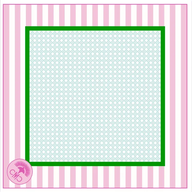 Two-tone pink/white mat with soft surface and non-slip backing.