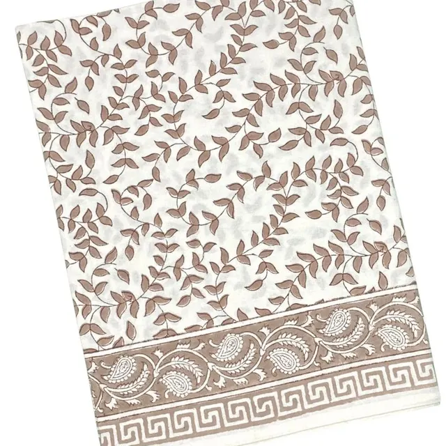 Brown woodland leaves tablecloth with forest leaf pattern.