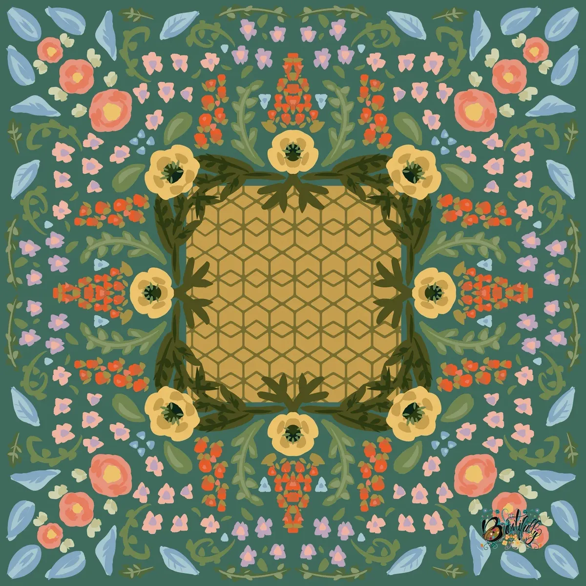 Grandma's China Chenille Rug Style Mat - Green