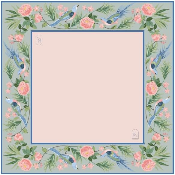 Cream Songbird Bloom Mat with blush botanical pattern.