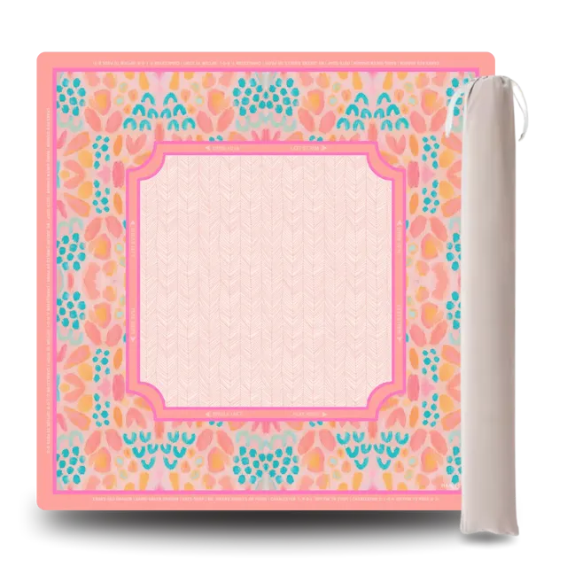 Botanical Blush Mat in coral and turquoise by Mahj and Vine