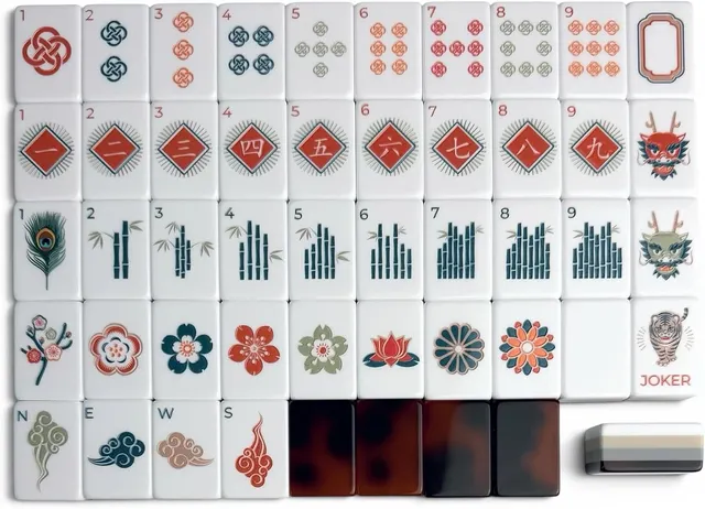 Mahjong Atelier Ocher and Amber Mahjong Tile Set in brown and orange