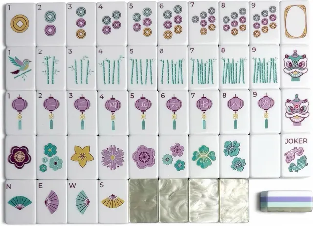 Pastel lavender Mahjong tiles with pearl-backed reverse.