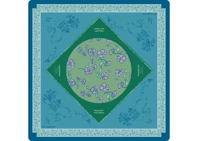Cherry Blossom Mat in Malachite in green and turquoise by Miss Mahjong