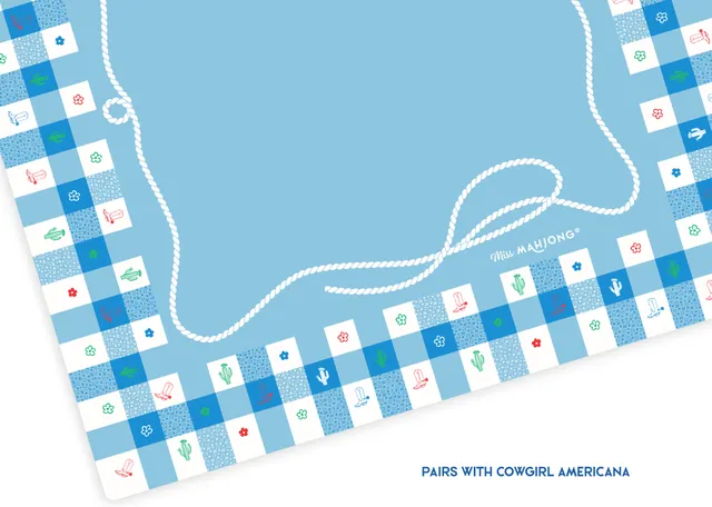 Gingham Cowgirl Americana Mat in blue by Miss Mahjong