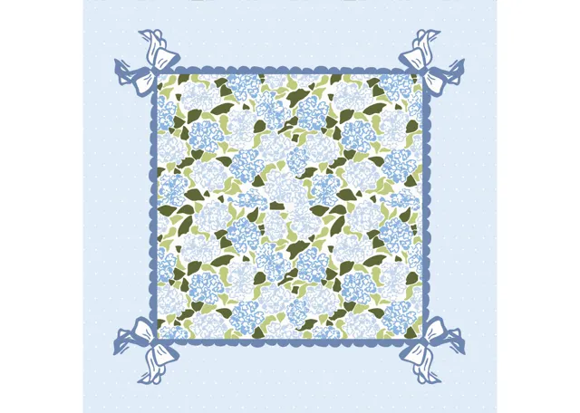 Hydrangea Playing Mat in ivory and blue by Miss Mahjong