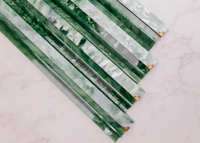 Jade and Brass Racks in green by Miss Mahjong