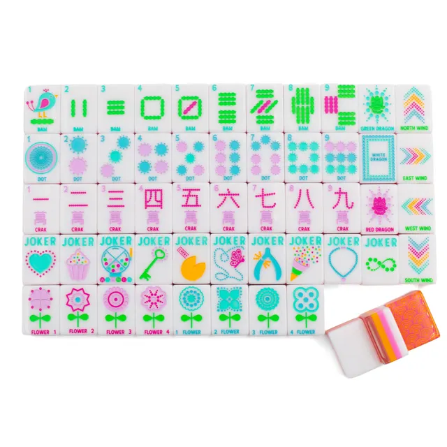 CRYSTAL CONFETTI | Sorbet Pink | Mahjong with a Sprinkle of Color and Joy mahjong tile set in pink and orange by My Fair Mahjong