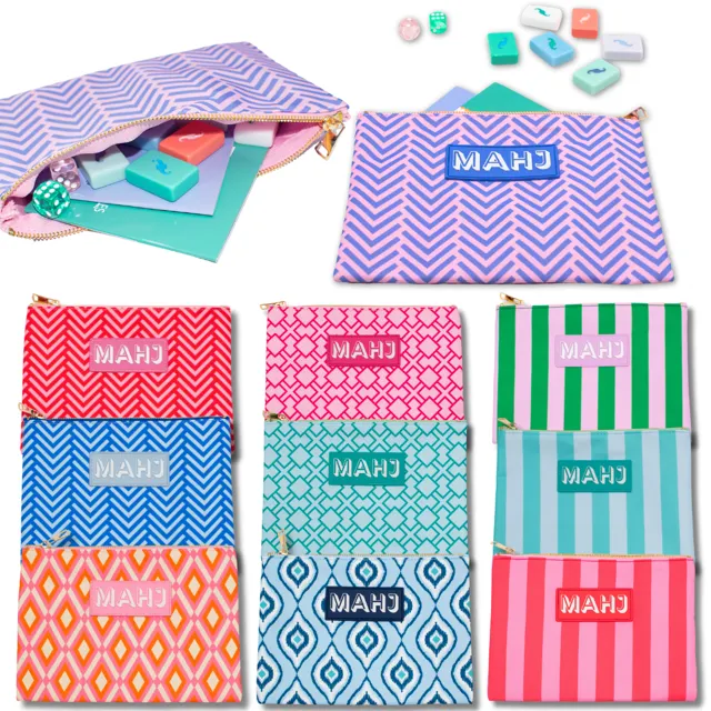 Mahjgon Card Bag in assorted colors with zipper.