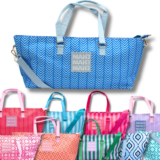 Mahjong Bag with Zipper Closure - assorted colors in blue and pink by My Fair Mahjong