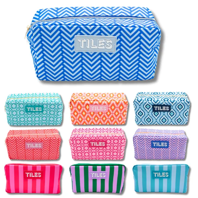 Assorted color Mahjong tile bags with drawstrings and reinforced bases.