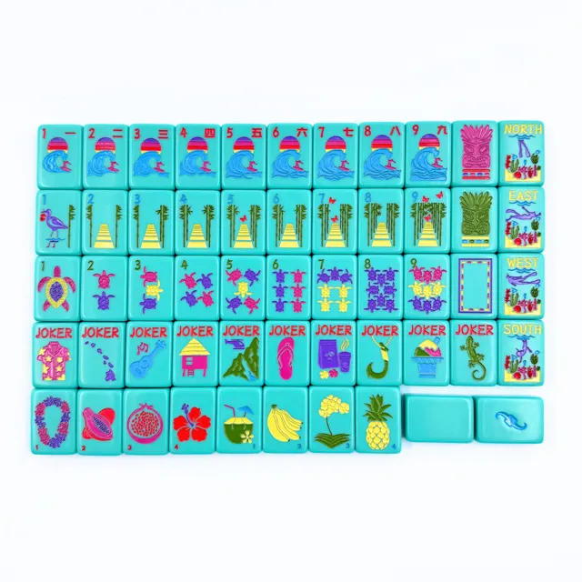 MFM Hawiia Series Mahjong tiles with bold color blocks and beveled edges.