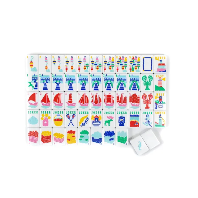 New England Series mahjong tiles with maritime motif and crisp lines
