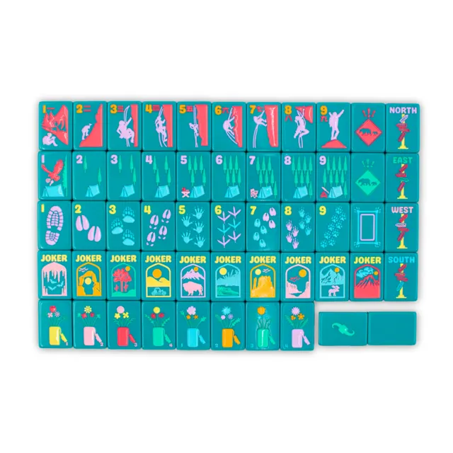 Park Series Tiles by My Fair Mahjong featuring warm wood tones and bold motifs.
