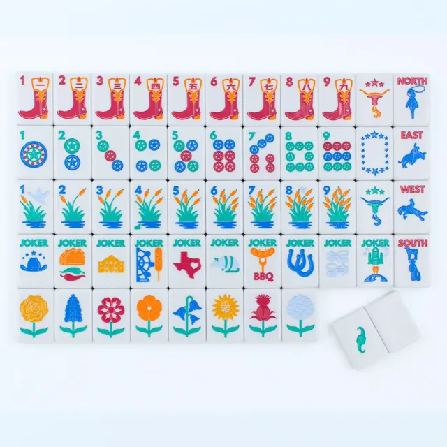 MFM Texas Series Mahjong tiles with clean numerals and matte glaze.