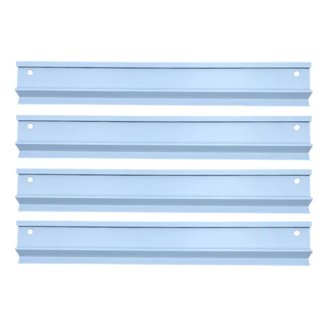 Wooden mahjong rack with blue finish and built-in pusher