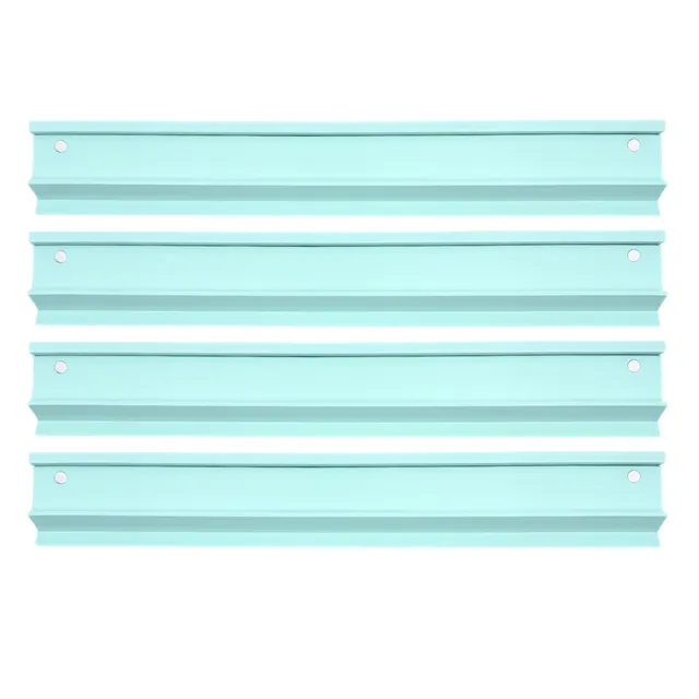 Wooden rack with green finish and built-in pusher.