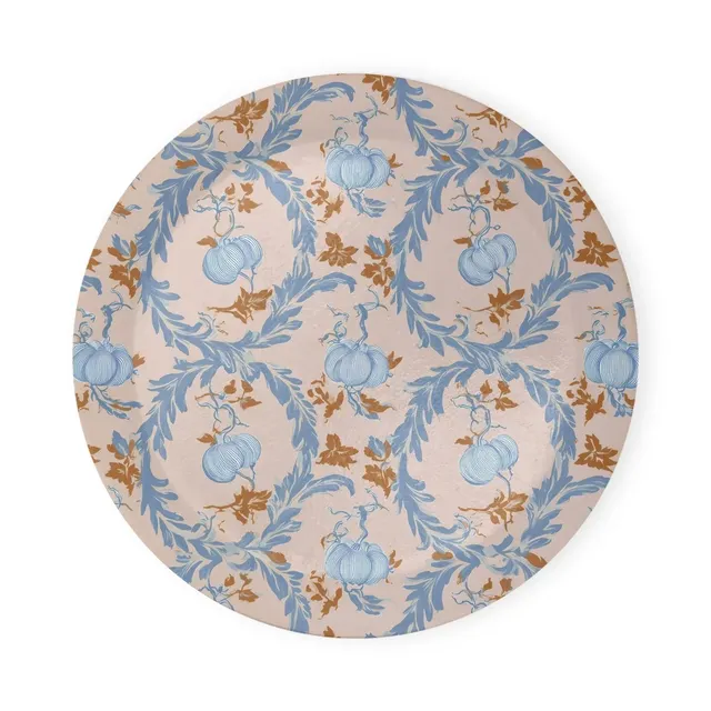 Hand-glazed blue ceramic dice dish with ribbon-edge rim.
