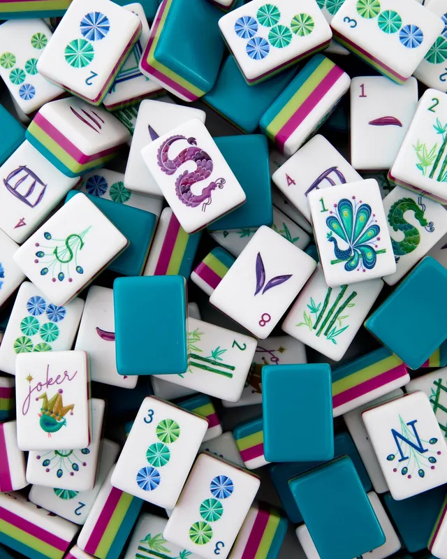 Lagoon Tiles in aqua by Oh My Mahjong