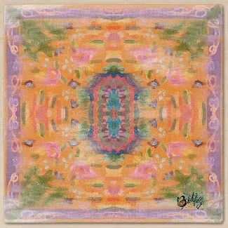 Orange Chartruse Worn Silken Chenille Mahjong Mat