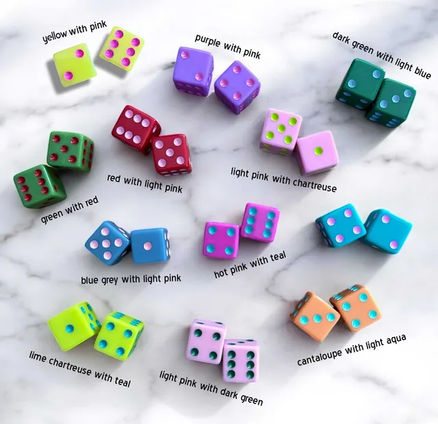 Dice - Set of 2, Assorted Colors mahjong accessory in multi by Peace Love Mahjong
