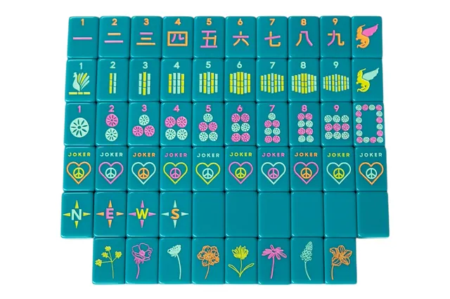 OG Mahj Tiles + Tile Pouch + Dice in Teal in teal by Peace Love Mahjong