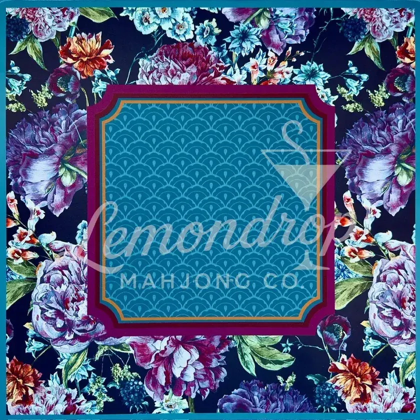 Sapphire Blooms Mahjong Mat